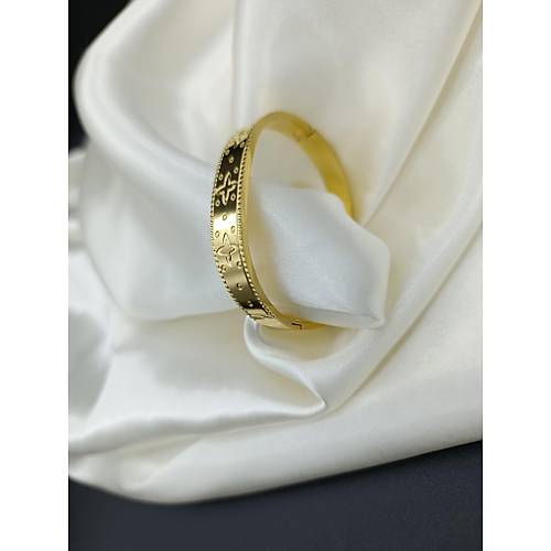 Yonca Desenli elik Kelepe Bileklik