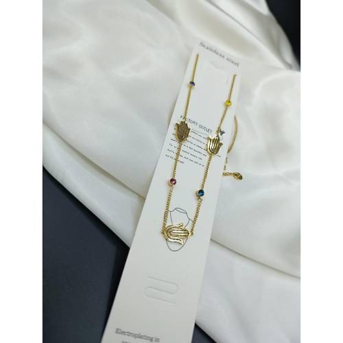 Renkli Zirkon Tal Fatma Ana Eli  elik Kolye