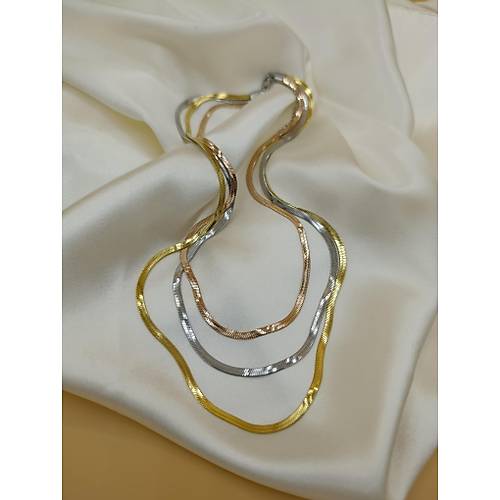 �talyan Yass� Gold-Rose-G�m�� ��l� �elik Kolye