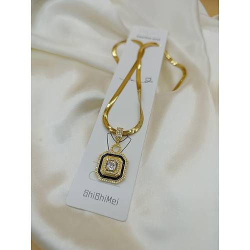 Zirkon Baget Ta�l� L�ks Tasar�m �elik �talyan Zincir Kolye