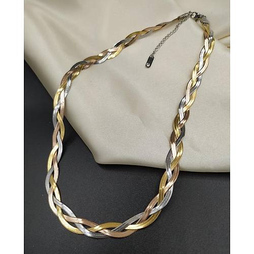 �talyan Yass� Gold-Rose-G�m�� �rg�l� �elik Kolye