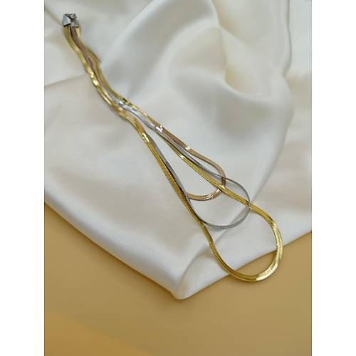 �talyan Yass� Gold-Rose-G�m�� ��l� �elik Kolye