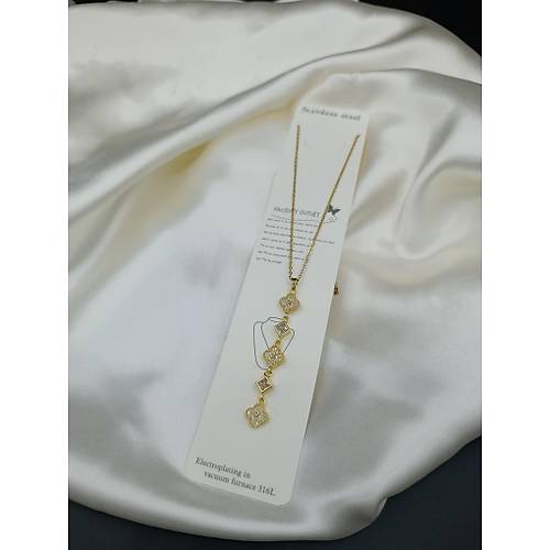 Zirkon Ta�l� Yonca Sallant�l� Y Model �elik Kolye