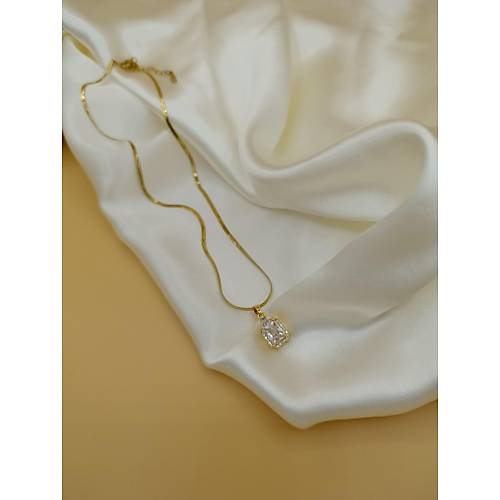 Zirkon Baget Ta�l� �elik �talyan Zincir Kolye