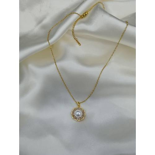 Zirkon Ta�l� G�ne� Model �ncili �elik Kolye