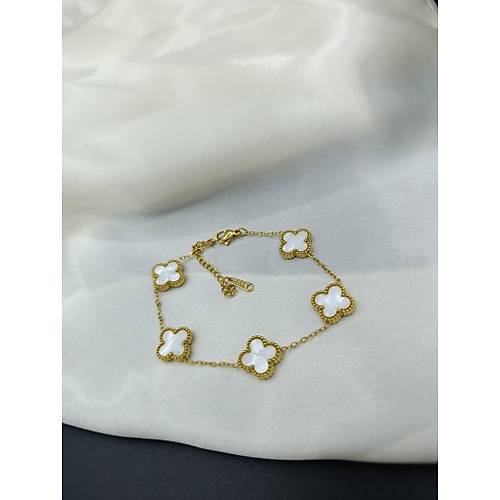 Gold - Sedef Model Van Cleef elik Bileklik