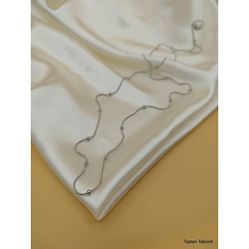 Dorika Top�uklu �elik Zincir Kolye - 45 cm