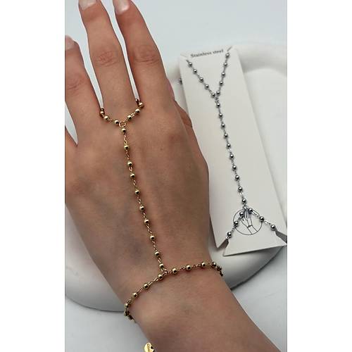 Dorika Top�uklu Gold �elik �ahmeran Bileklik