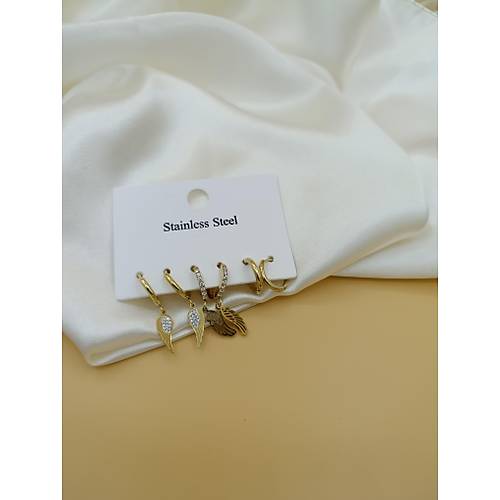 Zirkon Ta�l� Kanat ve Halka Model �oklu �elik K�pe