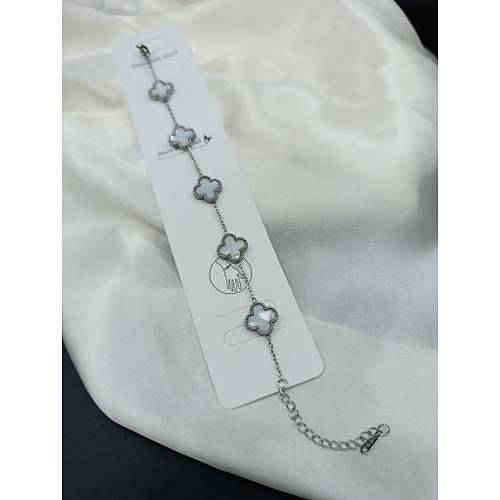 Silver - Sedef Model Van Cleef elik Bileklik
