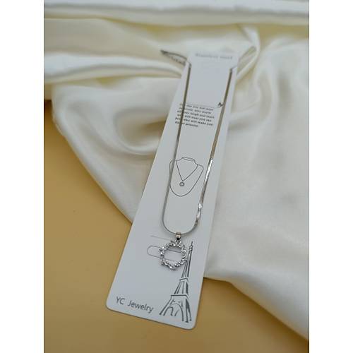 Zirkon Baget Ta�l� �ember Fig�rl� �elik �talyan Zincir Kolye