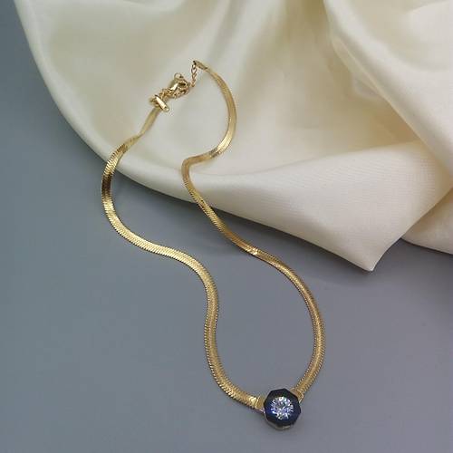 elik talyan Yass Zirkon Tek Tal Kolye