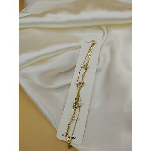 �ncili Zirkon Ta�l� Bvlgari �elik �ift Zincir Bileklik