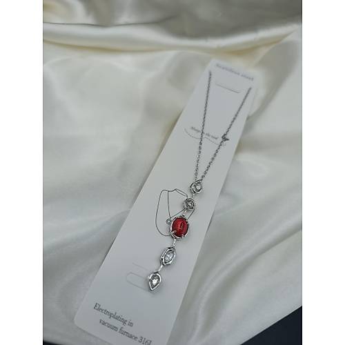 K�rm�z� Olips / Zirkon Ta�l� Y Model �elik Kolye