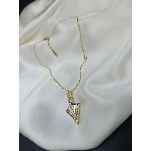 Zirkon Ta�l� Viktoria Model V Tasar�m �elik Kolye