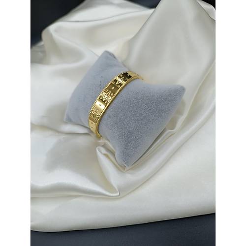 Yonca Desenli elik Kelepe Bileklik