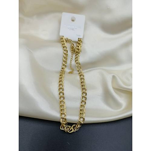 �ift Halka �elik Zincir Kolye-14K-316L