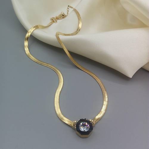 elik talyan Yass Zirkon Tek Tal Kolye