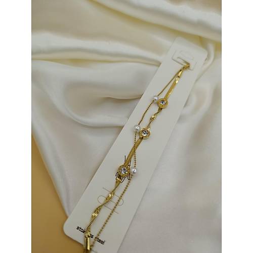 �ncili Zirkon Ta�l� Bvlgari �elik �ift Zincir Bileklik