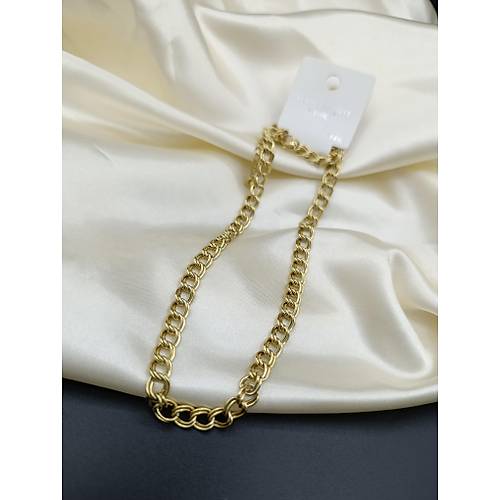 �ift Halka �elik Zincir Kolye-14K-316L