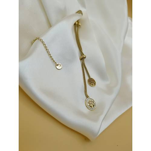 Zirkon Ta�l� Hayat A�ac� Model �elik Dorika Zincir Kolye