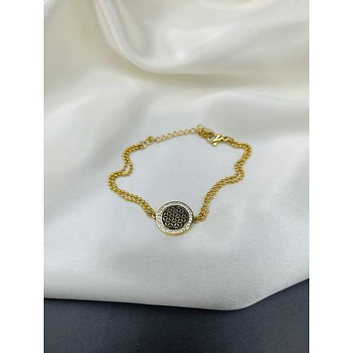 Zirkon Ta�l� Ya�am �i�e�i Model �elik Zincir Bileklik