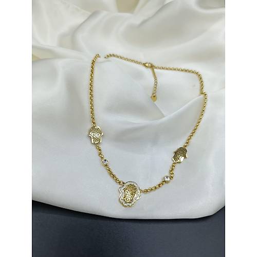 Zirkon Tal Fatma Ana Eli elik Kolye