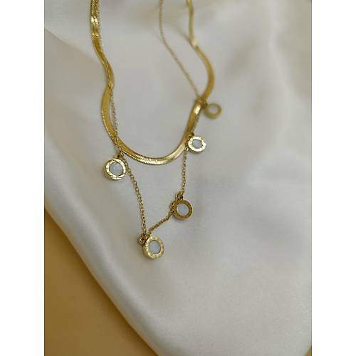 Sedef Ta�l� �oklu Bvlgari �elik �talyan Zincir Kolye