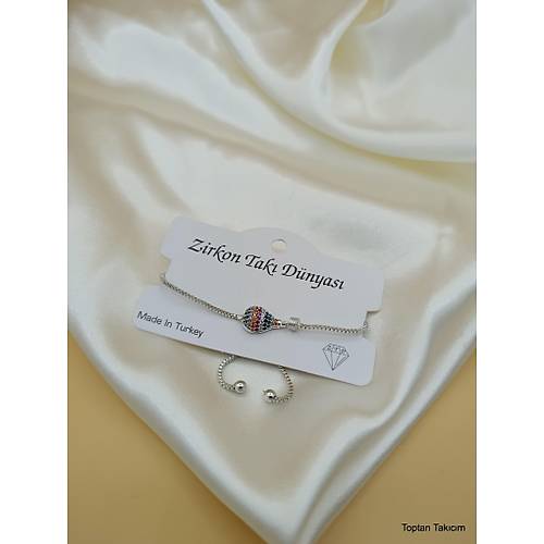 Renkli Zirkon Ta�l� Asans�rl� Balon Model Bileklik-2