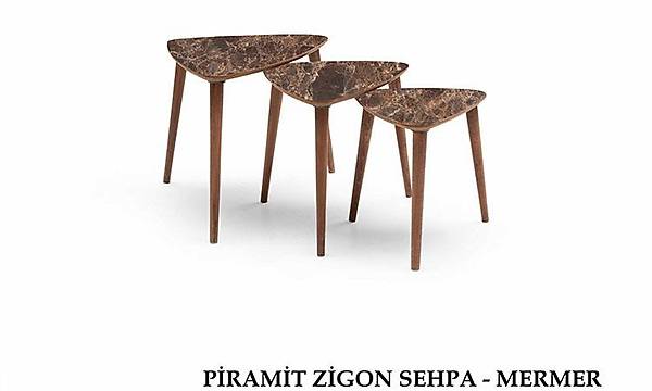 Piramit Zigon Sehpa-Mermer
