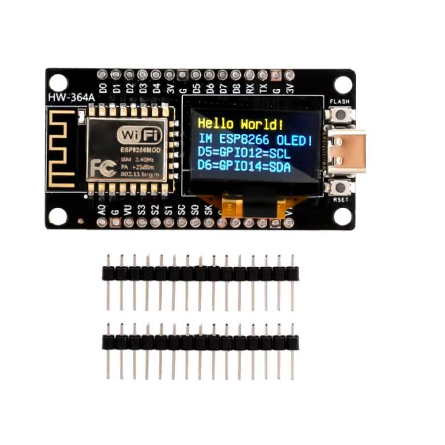 NodeMCU ESP8266 OLED WiFi Geliştirme Kartı Type-C | 0.96 İnç
