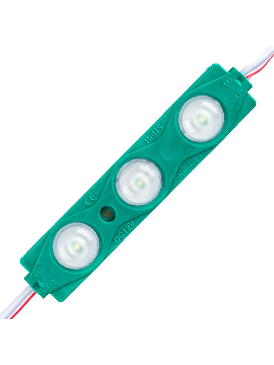 12V 3 Ledli Mercekli Parmak Modül Led 1.5W- Yeşil