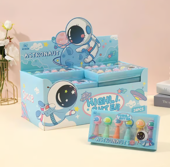 Fosforlu Kalem 6'lı Set Astronot Desenli