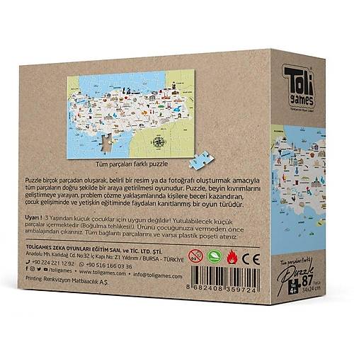 T�rkiye Turizm Haritas� Puzzle - 87 Par�a