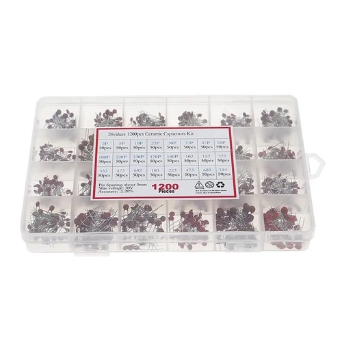 1200 Adet 2pF/100nF Seramik Mercimek Kondansatr Seti 24 Farkl Deerde effaf antada
