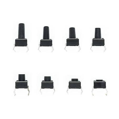 200 Par�a Tact Switch Seti 6x6 Dip K�l�f 10 Farkl� Boy Plastik �antada