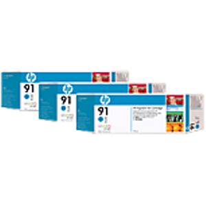 HP 91 Cyan Ink Cartridge 3-pack - 3 ink cartridges 775 ml each, not for individual sale C9483A