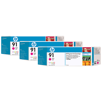 HP 91 Magenta Ink Cartridge 3-pack - 3 ink cartridges 775 ml each, not for individual sale C9484A