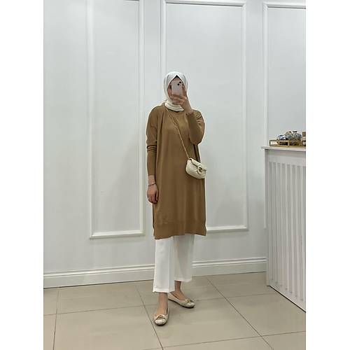 Camel Uzun Merserize Tunik