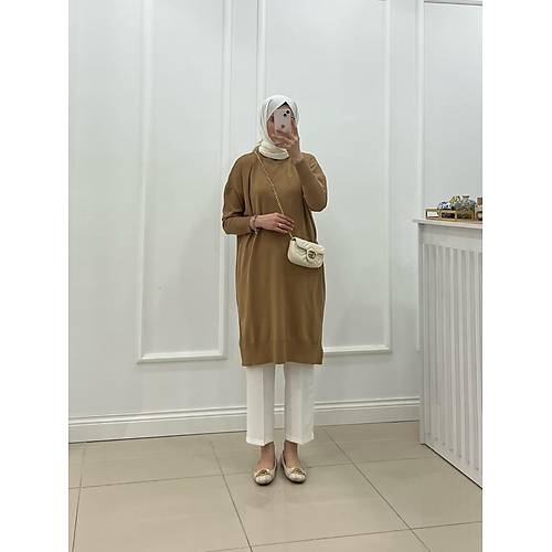 Camel Uzun Merserize Tunik