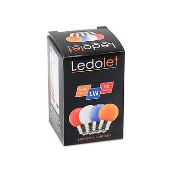 Ledolet E27 1W Renkli Led Gece Ampul