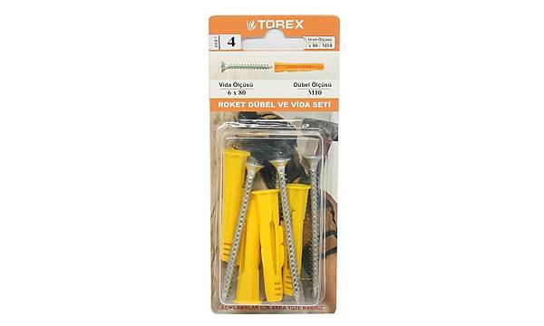 Roket Dbel 10mm Ahap Sunta Vidas 6x80 1 Paket: 4 Adet (Torex)