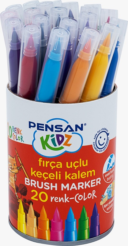 Pensan Keçeli Kalem Kidz 20 Renk Fırça Uçlu 4000