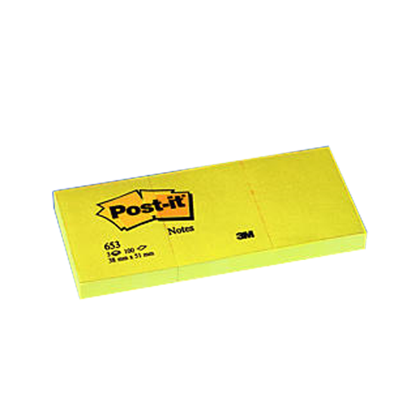 Post-it Yapışkanlı Not Kağıdı (4 adet) 3 Blok 100 YP 38x51 Sarı 653--