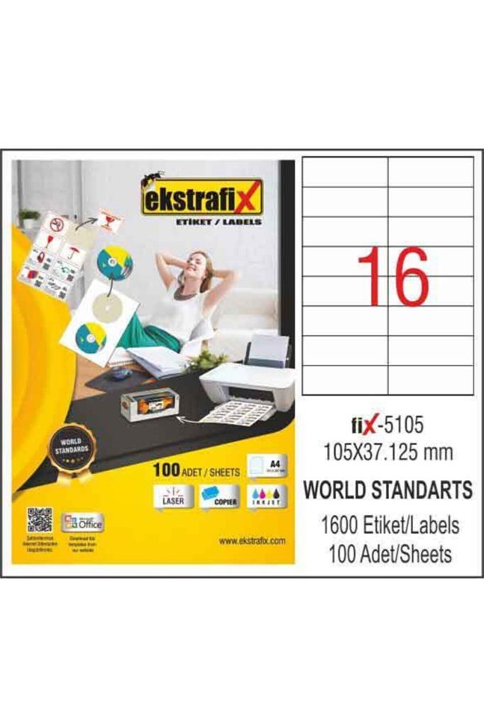 Ekstrafix Laser Etiket 100 YP 105x37.125 Laser-Copy-Inkjet FİX-5105