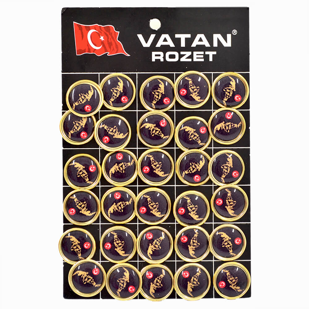 Vatan Rozet Atalı Siyah Baskı Yuvarlak VT620
