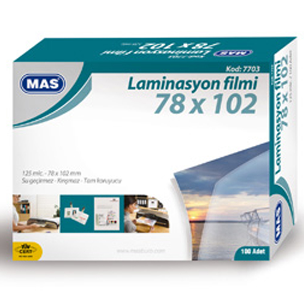 Mas Laminasyon Filmi Parlak 78x102mm 125 Micron 7703 (100 Lü Paket)