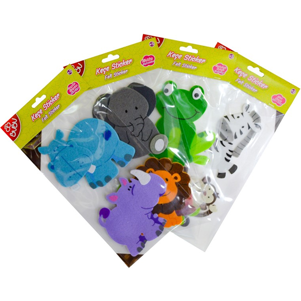 Bu-Bu Sticker 3D Keçe Hayvanlar 24 Lü BUBU-STS011