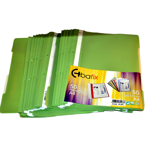 Bafix Telli Dosya Plastik XL Açık Yeşil A4 (50 li)