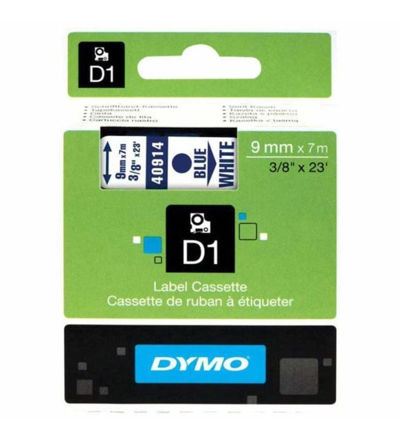Dymo D1 Şerit 9 MMx7mt Beyaz/ Mavi 40914